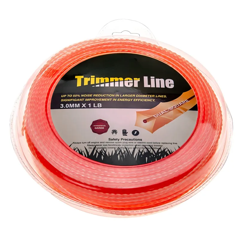 3.0mm X 1LB Dual-Square Commercial Trimmer Line, Heavy Duty Grass Cutting Cord For Brush Cutter